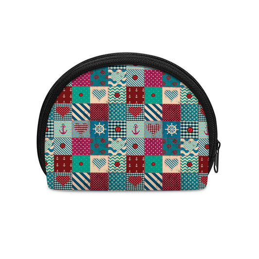 Retro Nautical Patchwork Pattern Print Coin Purse
