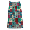 Retro Nautical Patchwork Pattern Print Cotton Front Slit Maxi Skirt