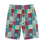 Retro Nautical Patchwork Pattern Print Cotton Shorts