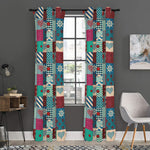 Retro Nautical Patchwork Pattern Print Curtain