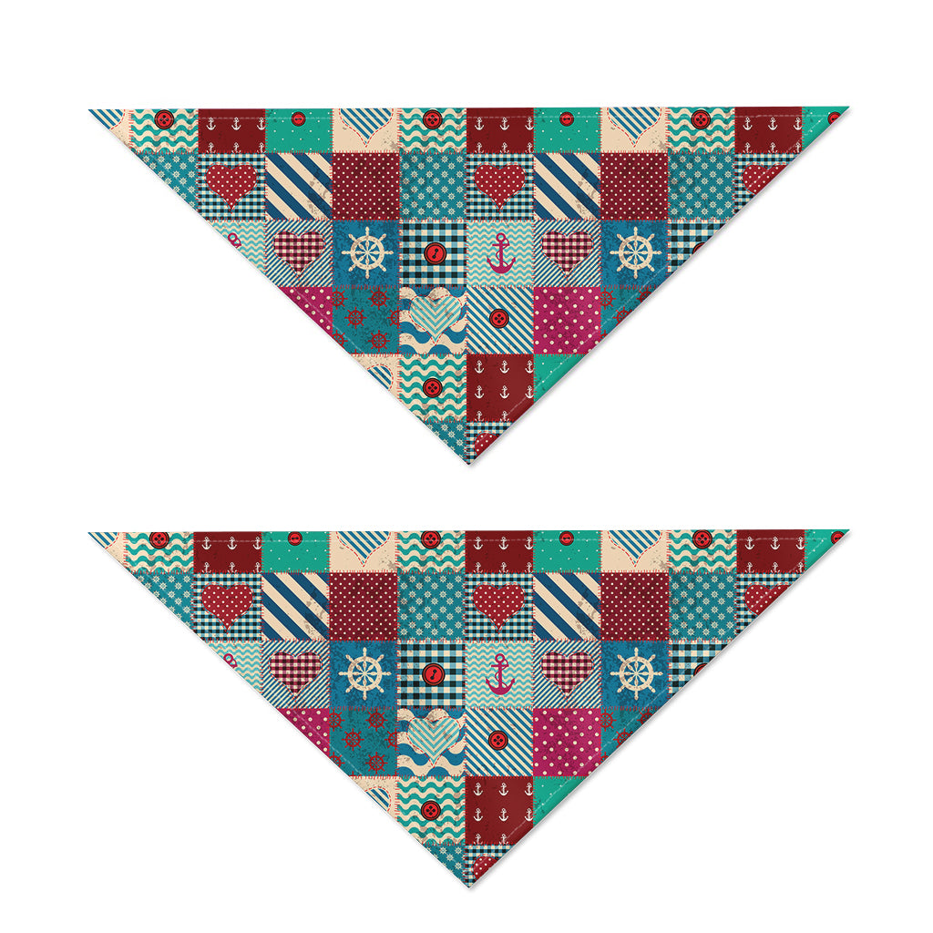 Retro Nautical Patchwork Pattern Print Dog Bandana
