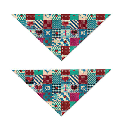 Retro Nautical Patchwork Pattern Print Dog Bandana