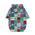 Retro Nautical Patchwork Pattern Print Dog Zip Up Hoodie