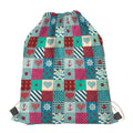Retro Nautical Patchwork Pattern Print Drawstring Bag