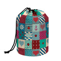 Retro Nautical Patchwork Pattern Print Drawstring Makeup Bag