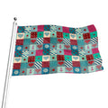 Retro Nautical Patchwork Pattern Print Flag