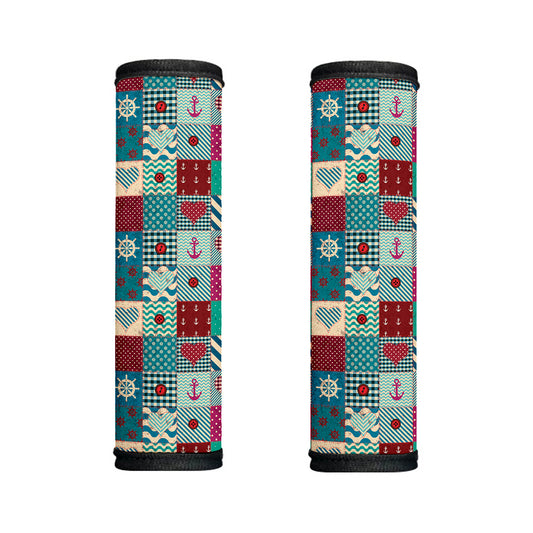 Retro Nautical Patchwork Pattern Print Handle Covers