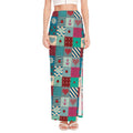 Retro Nautical Patchwork Pattern Print High Slit Maxi Skirt