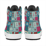 Retro Nautical Patchwork Pattern Print High Top Leather Sneakers