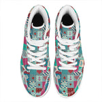 Retro Nautical Patchwork Pattern Print High Top Leather Sneakers