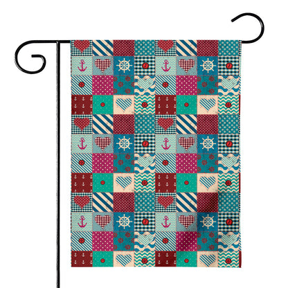 Retro Nautical Patchwork Pattern Print House Flag