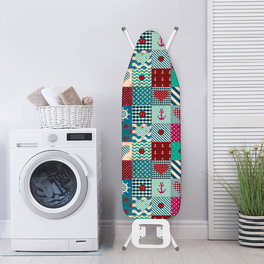 Retro Nautical Patchwork Pattern Print Ironing Board Cover
