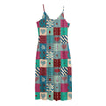 Retro Nautical Patchwork Pattern Print Jersey Midi Cami Dress