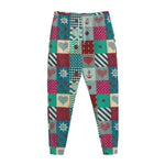 Retro Nautical Patchwork Pattern Print Jogger Pants