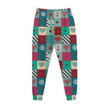 Retro Nautical Patchwork Pattern Print Jogger Pants