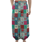 Retro Nautical Patchwork Pattern Print Lantern Pants