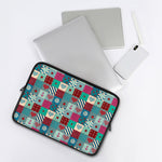 Retro Nautical Patchwork Pattern Print Laptop Sleeve