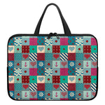 Retro Nautical Patchwork Pattern Print Laptop Sleeve With Handle
