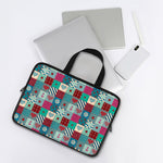 Retro Nautical Patchwork Pattern Print Laptop Sleeve With Handle