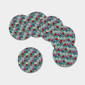 Retro Nautical Patchwork Pattern Print Leather Coaster Set