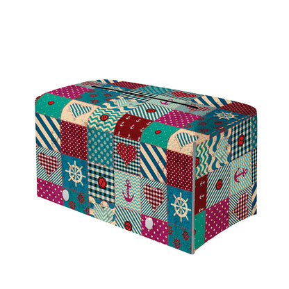 Retro Nautical Patchwork Pattern Print Leather Tissue Box Cover