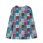 Retro Nautical Patchwork Pattern Print Long Sleeve Short Coat