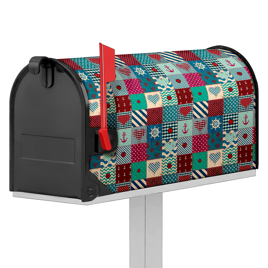 Retro Nautical Patchwork Pattern Print Mailbox Cover