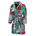 Retro Nautical Patchwork Pattern Print Men's Bathrobe