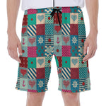 Retro Nautical Patchwork Pattern Print Men's Beach Shorts