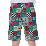 Retro Nautical Patchwork Pattern Print Men's Beach Shorts