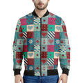 Retro Nautical Patchwork Pattern Print Men's Bomber Jacket