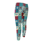 Retro Nautical Patchwork Pattern Print Men's Compression Pants