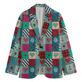Retro Nautical Patchwork Pattern Print Men's Cotton Blazer