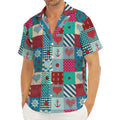 Retro Nautical Patchwork Pattern Print Men's Deep V-Neck Shirt