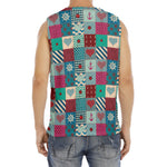 Retro Nautical Patchwork Pattern Print Men's Fitness Tank Top