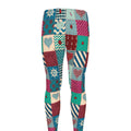 Retro Nautical Patchwork Pattern Print Men's Leggings