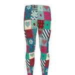 Retro Nautical Patchwork Pattern Print Men's leggings