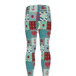 Retro Nautical Patchwork Pattern Print Men's leggings