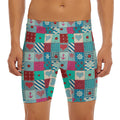 Retro Nautical Patchwork Pattern Print Men's Long Boxer Briefs
