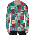 Retro Nautical Patchwork Pattern Print Men's Long Sleeve T-Shirt