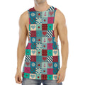 Retro Nautical Patchwork Pattern Print Men's Muscle Tank Top
