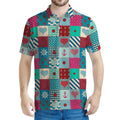 Retro Nautical Patchwork Pattern Print Men's Polo Shirt