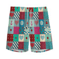 Retro Nautical Patchwork Pattern Print Men's Athletic Shorts