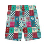 Retro Nautical Patchwork Pattern Print Men's Sports Shorts