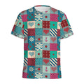 Retro Nautical Patchwork Pattern Print Men's Athletic T-Shirt