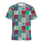 Retro Nautical Patchwork Pattern Print Men's Sports T-Shirt