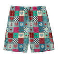 Retro Nautical Patchwork Pattern Print Men's Swim Trunks