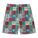 Retro Nautical Patchwork Pattern Print Men's Swim Trunks