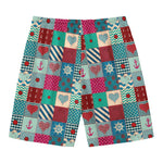 Retro Nautical Patchwork Pattern Print Men's Swim Trunks