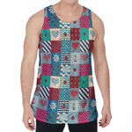 Retro Nautical Patchwork Pattern Print Men's Velvet Tank Top